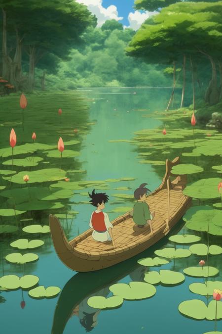 00069-1137448927-_lora_Studio Ghibli Style_1_Studio Ghibli Style - Ghibli Studio，simple，Less characterization，a dragon boat，a dragon boat made of.png